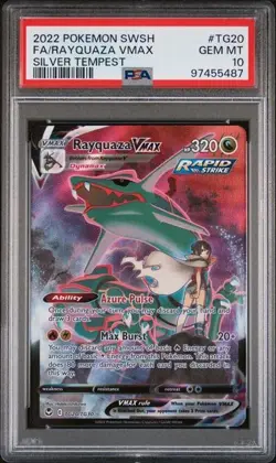 PSA 10 RAYQUAZA VMAX TG20/TG30 | Silver Tempest Full Art Graded Pokemon Card - Image 1