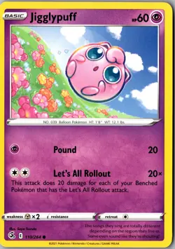 Jigglypuff 110/264 Common SWSH08: Fusion Strike LP Pokemon Card - Image 1