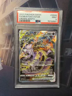 2023 Mewtwo VSTAR GG44/GG70 Pokemon Crown Zenith PSA 9 - Image 1