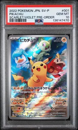 2022 POKEMON JAPANESE SV PROMO SCARLET & VIOLET PRE-ORDER #001 PIKACHU PSA 10 - Image 1