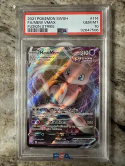 2021 POKEMON SWORD & SHIELD FUSION STRIKE #114 FULL ART/MEW VMAX PSA GEM MINT 10 - Image 1