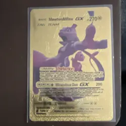 Pokemon Mewtwo & Mew GX Gold Metal Ultra Rare TAG TEAM Sm-Unified Minds 270 - Image 1