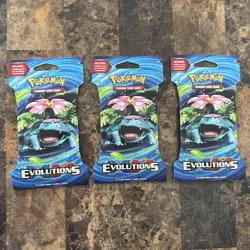 Pokemon TCG XY Evolutions Sleeved Booster Packs (3X) Venusaur Artwork ⭐SEALED⭐ - Image 1
