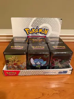 Pokemon TCG: Stacking Tins 2025 Factory Sealed 6 Tin Box With Store Display Case - Image 1