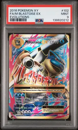 2016 POKEMON XY EVOLUTIONS #102 FULL ART/M BLASTOISE EX PSA 9 - Image 1