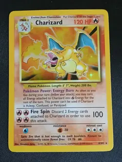1999 Pokemon Game Base Set Charizard 4/102 Holo Foil Rare Unlimited WOTC LP/MP - Image 1