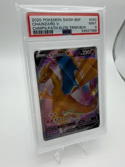 Pokemon Charizard V SWSH Promo Holo Black Star SWSH050 PSA 9 2020 - Image 2