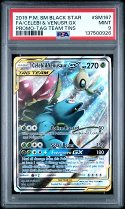 Pokemon Celebi & Venusaur GX SM167 BSP S&M Tag Team Tins Promo MINT PSA 9 - Image 1