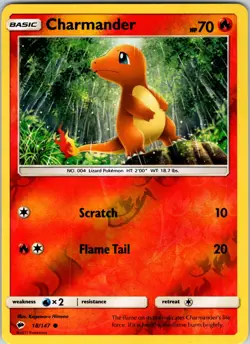 Charmander 18/147 SM - Burning Shadows Pokemon TCG NM Reverse Holo - Image 1