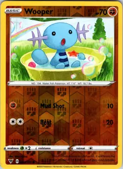 Wooper 083/185 SWSH04: Vivid Voltage Pokemon NM/LP Reverse Holo - Image 1