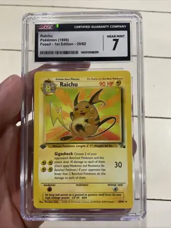 Pokemon Card 1st Edition Raichu - Fossil Set No. 29/62 - PSA 7 NM-MT - Non Holo - Image 1
