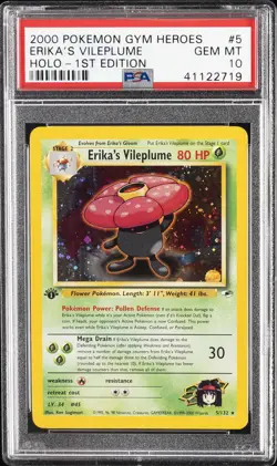 2000 POKEMON GYM HEROES HOLO-1ST ED #5 ERIKA'S VILEPLUME PSA 10 - Image 1
