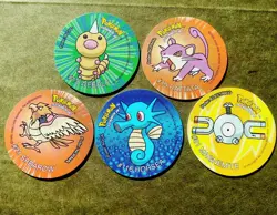 TAZOS POKEMON 1 Sabritas Lot Of 5 Pog Taps Cups Nintendo 1998 MEXICO VHTF - Image 1