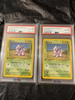 SEQUENTIAL PSA 10 NIDORANS 1ST EDITION GERMAN BASE SET POKEMON - Image 1