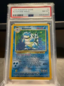 1999 POKEMON TCG BASE SET UNLIMITED #2 BLASTOISE - HOLO PSA 8 NM-MT - Image 1