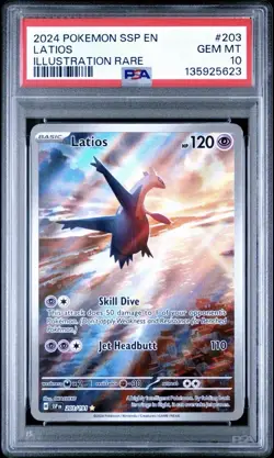 2024 POKEMON SSP EN-SURGING SPARKS ILLUSTRATION RARE #203 LATIOS PSA 10 - Image 1