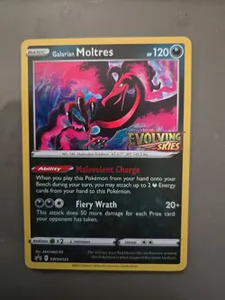 Pokemon Galarian Moltres SWSH125 Evolving Skies Prerelease Promo Holo NM - Image 1