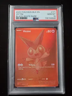 2025 POKEMON BLK EN-BLACK BOLT BLACK WHITE RARE #171 VICTINI PSA 10 - Image 1