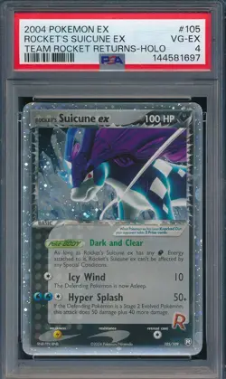 2004 Pokemon EX 105 Rocket's Suicune ex Team Rocket Returns Holo PSA 4 - 1697 - Image 1