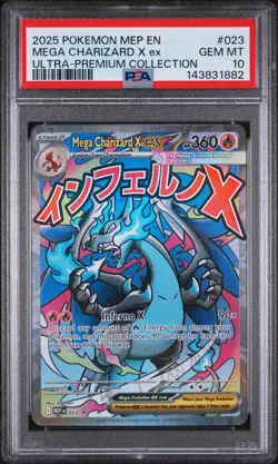 2025 POKEMON MEP EN-ME BLACK STAR PROMO #023 MEGA CHARIZARD X EX PSA 10 - Image 1