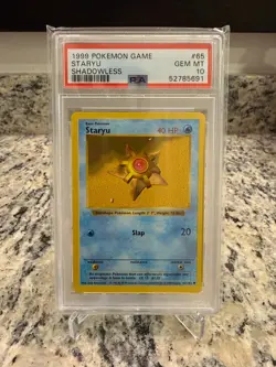 1999 Pokemon Shadowless Staryu #65 Pokemon Base Set PSA 10 - Image 1