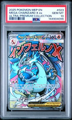 2025 POKEMON MEP EN-ME BLACK STAR PROMO #023 MEGA CHARIZARD X EX PSA 10 - Image 1