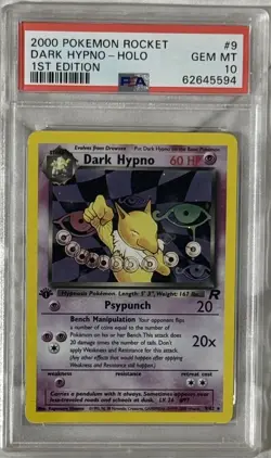 2000 POKEMON TEAM ROCKET DARK HYPNO HOLO 1ST EDITION PSA 10 9/82 - Image 1