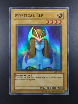 YUGIOH 2002 | MYSTICAL ELF | LOB-E050 | OLD PRINT | EXCELLENT - VG (LP-MP) - Image 1