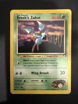 Brock's Zubat Gym Heroes 24/132 Unlimited Rare Card Near Mint Condition - Image 1