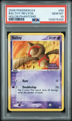 2006 POKEMON EX HOLON PHANTOMS #59 BALTOY-REVERSE FOIL PSA 10 - Image 1