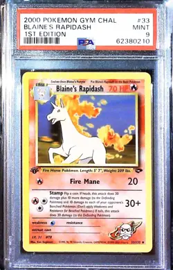 2000 Pokemon - 1st Edition Blaine’s Rapidash Gym Challenge 33/132 - PSA 9 Mint! - Image 1