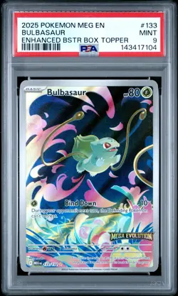Bulbasaur Enhanced Bstr Box Topper Pokemon Meg En-Mega Evolution 133 NM PSA 9 - Image 1