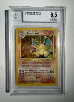 1999 Pokemon Base Set Unlimited Holographic Charizard 4/102 Grade 6.5 Beckett - Image 1