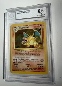 1999 Pokemon Base Set Unlimited Holographic Charizard 4/102 Grade 6.5 Beckett - Image 3