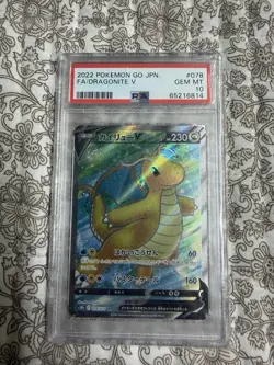 Pokemon TCG Dragonite V Pokemon GO PSA 10 2022 078/071 Japanese Holo - Image 1