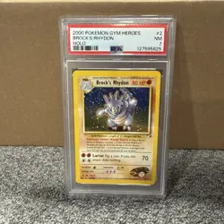 2000 POKEMON GYM HEROES HOLO- #2 BROCK'S RHYDON PSA 7 - Image 1