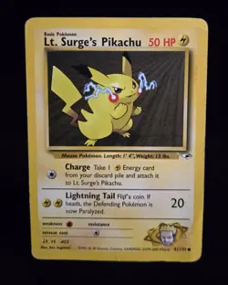 Pokemon TCG - LT. SURGE'S PIKACHU - 81/132 - UNLIMITED - GYM HEROES 2000 - HP/MP - Image 1