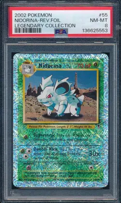 2002 Pokemon 55 Nidorina Reverse Foil Legendary Collection PSA 8 NM-MT - 5553 - Image 1