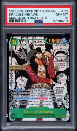PSA 10 2026 One Piece #119 DRACULE MIHAWK Manga Alt Art OP14-119 GEM MINT EN - Image 1