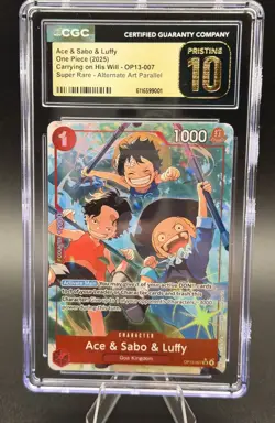 2025 ONE PIECE OP13 007 CARRYING ON HIS WILL ACE & SABO & LUFFY ALT ART CGC 10 - Image 1