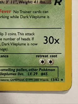 Rare 2000 Dark Vileplume Holo Pokemon Card 13/82 Team Rocket - Image 4