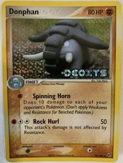 Donphan Deoxys 30/107 Reverse Holographic Pokemon Card Fermi Bubbles Grading B+ - Image 2