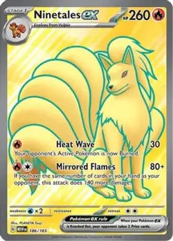 Lightly Played, English Pokemon Holo Ninetales ex - 186/165 - Ultra Rare SV - 15 - Image 1