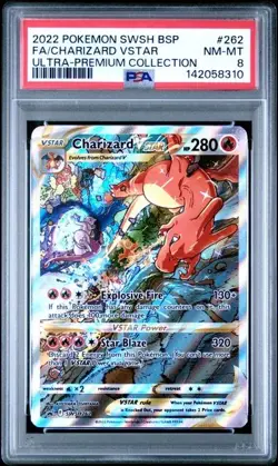 2022 Pokemon Swsh UPC Black Star Promo #262 Fa/Charizard Vstar PSA 8 - Image 1