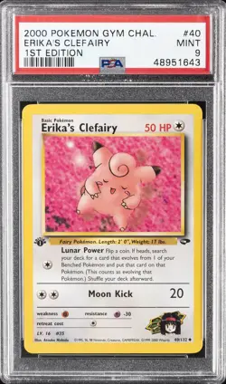 2000 POKEMON GYM CHALLENGE 1ST ED #40 ERIKA'S CLEFAIRY PSA 9 - Image 1