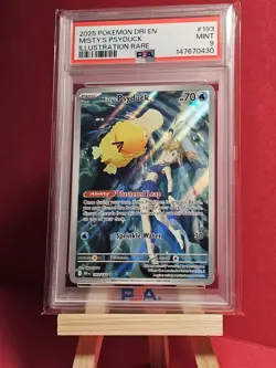 POKEMON 2025 DESTINED RIVALS MISTY'S PSYDUCK ILLUSTRATION RARE 193 PSA 9 - Image 1