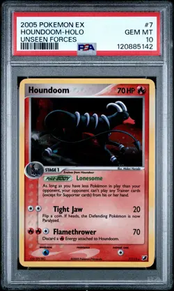 2005 POKEMON EX UNSEEN FORCES #7 HOUNDOOM-HOLO PSA 10 - Image 1