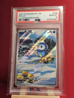 2025 POKEMON PHANTASMAL FLAMES ILLUSTRATION RARE PIPLUP #098/094 PSA 10 - Image 1