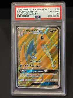 Pokemon Dragonite GX (Full Art) #67/70 Dragon Majesty PSA 10 GEM MINT - Image 1