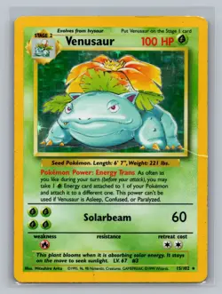 Pokemon TCG #015/102 Venusaur Base Set Holo HP - Image 1